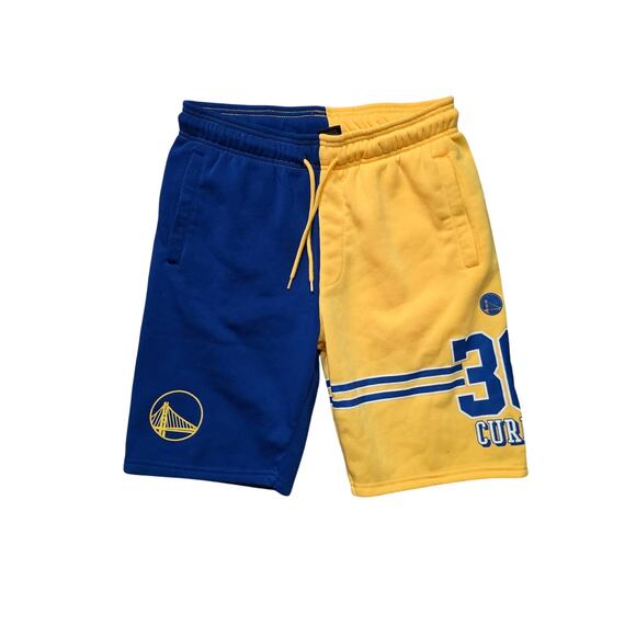 Golden State Warriors Shorts Men’s Medium Blue Yellow Sweatpant Fabric #30 Curry - Picture 1 of 5